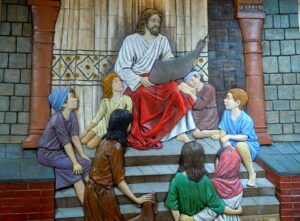 Mural de cerámica religiosa